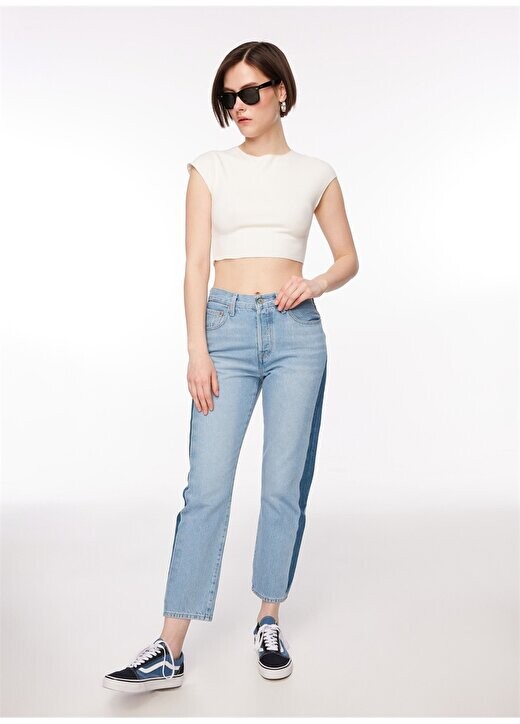 

Укороченные голубые женские джинсовые брюки с высокой талией 501 NEVER FADE Levis, синий
