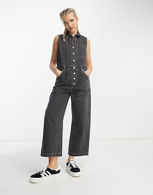 

Черный джинсовый комбинезон без рукавов Levi's