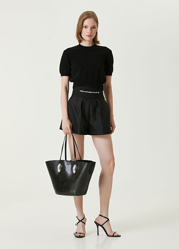 

Шорты с лентой с логотипом Alexander Wang, черный