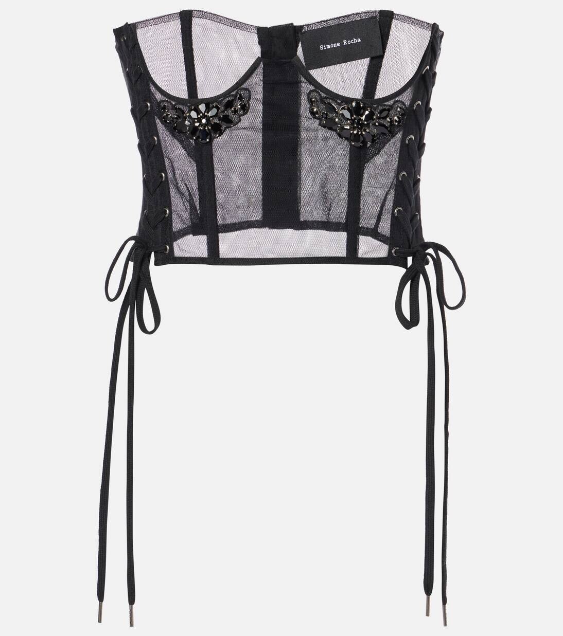

Сетчатый корсет, украшенный кристаллами Simone Rocha, цвет black/jet