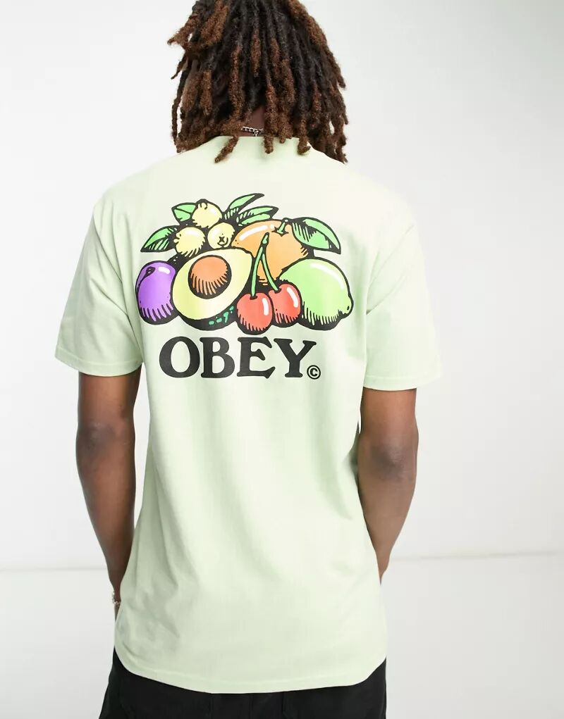 цена Зеленая футболка Obey с принтом вазы с фруктами на спине