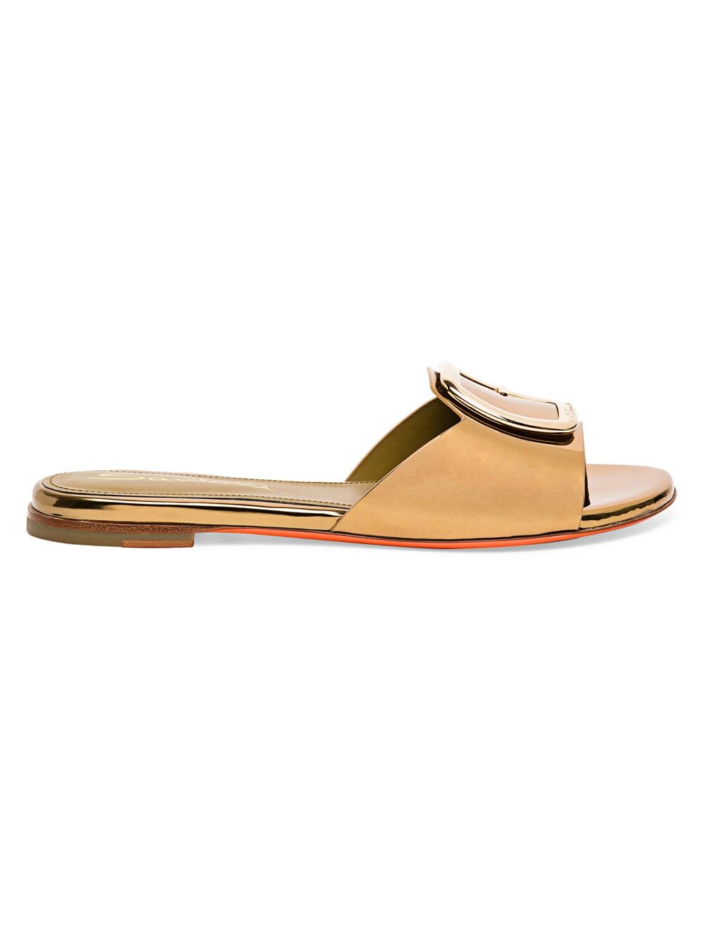 

Металлизированные кожаные шлепанцы Santoni, золотой