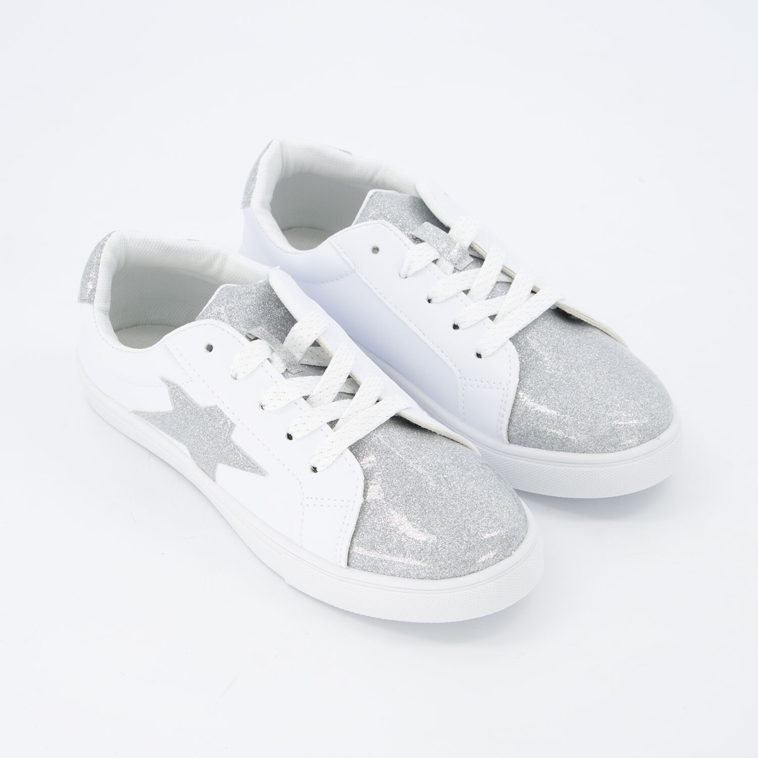 Бело-серебристые кроссовки с блестящими вставками Kensie Girl