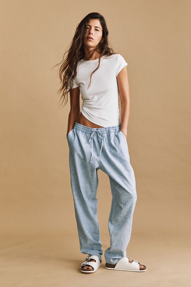 

Джоггеры из смеси льна H&M, синий