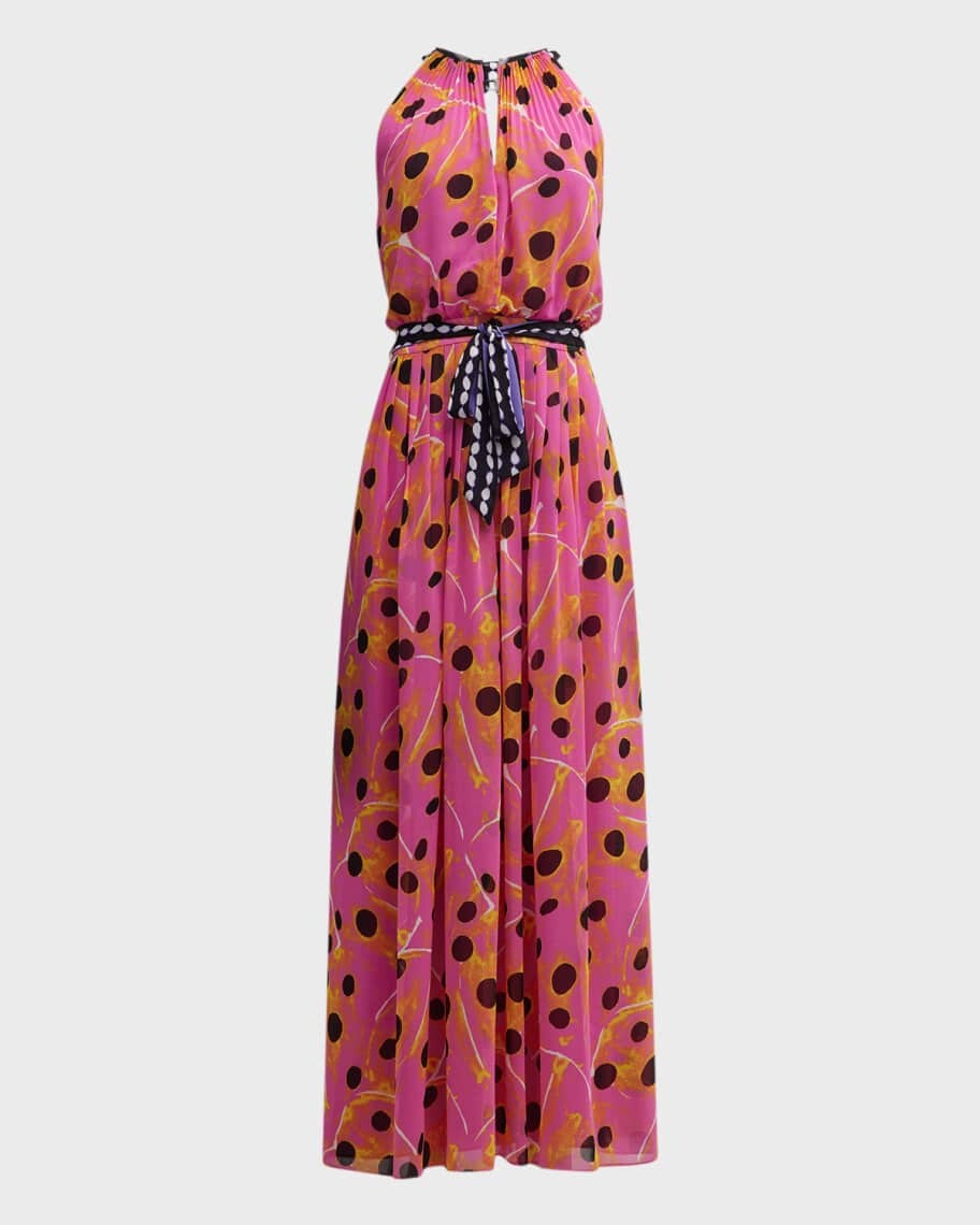 

Плиссированное макси-платье Miriam в горошек с лямкой на шее Diane von Furstenberg