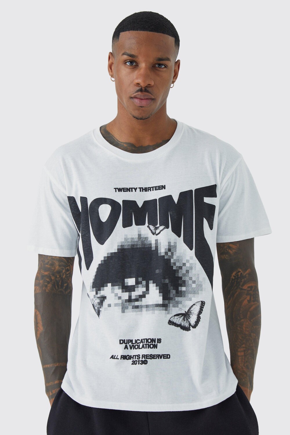 

Футболка homme eye с пиксилированной графикой Boohoo, белый