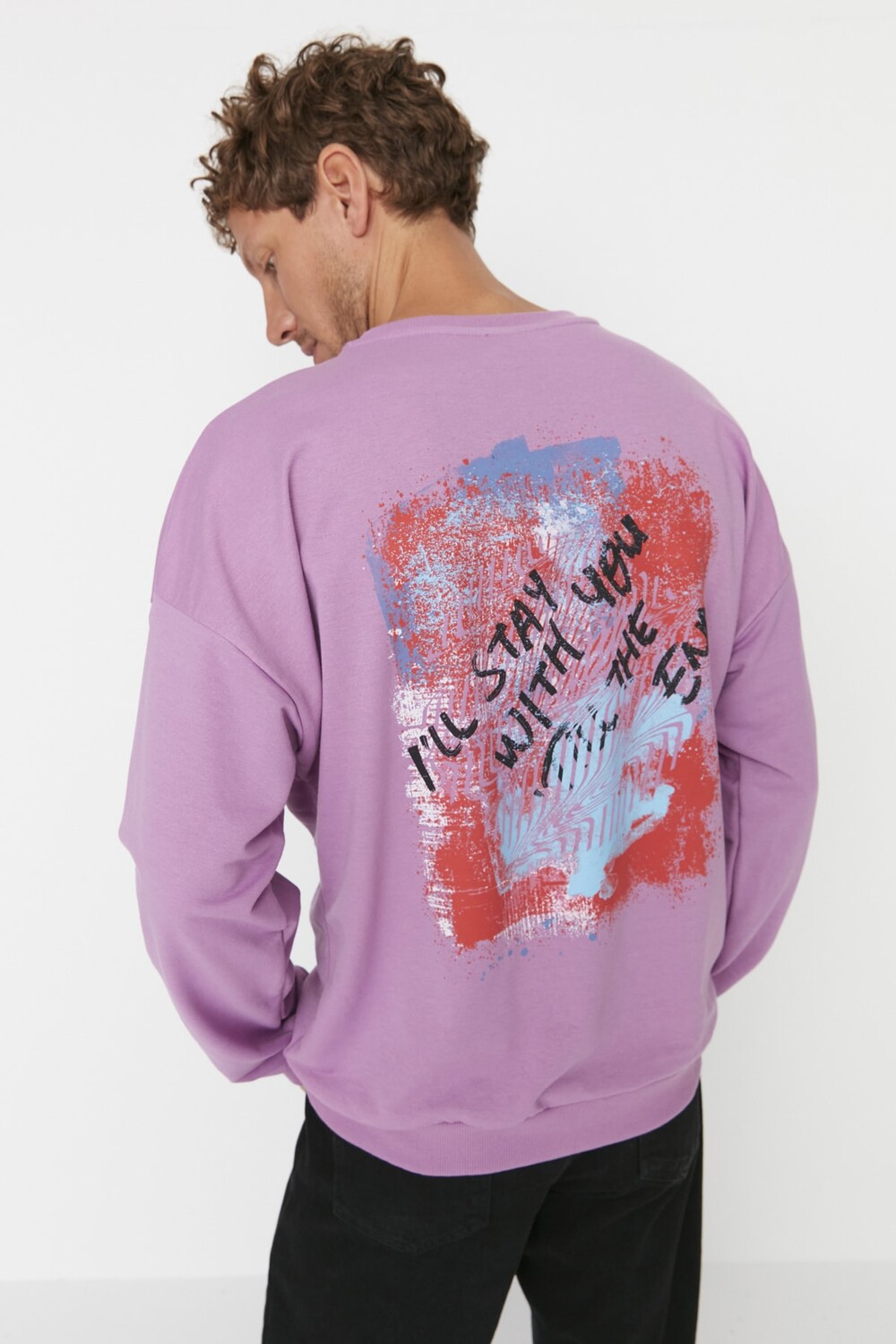

Толстовка - Фиолетовый - Oversize Trendyol, фиолетовый