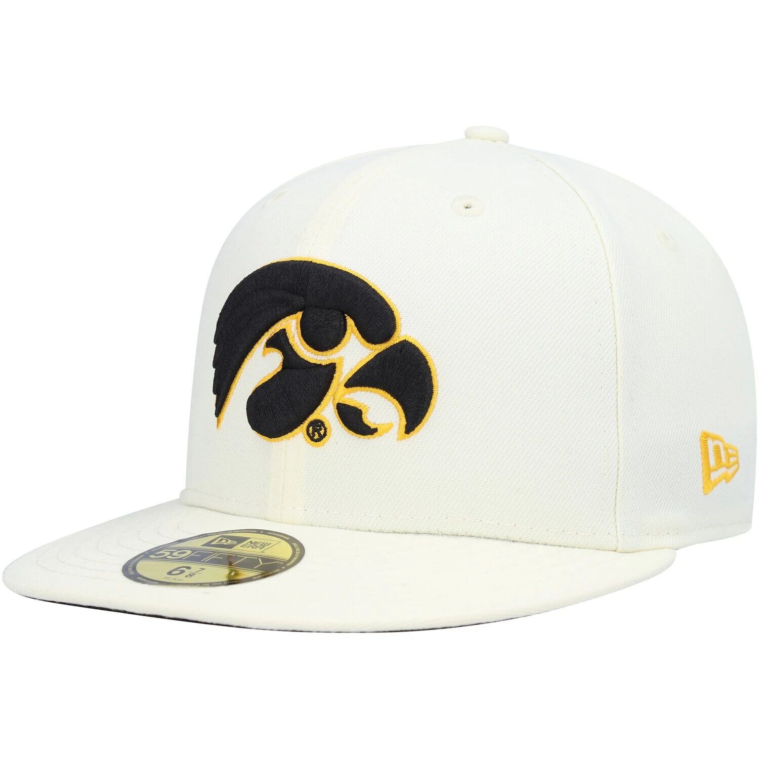 

Мужская облегающая шляпа New Era White Iowa Hawkeyes Chrome Color Dim 59FIFTY