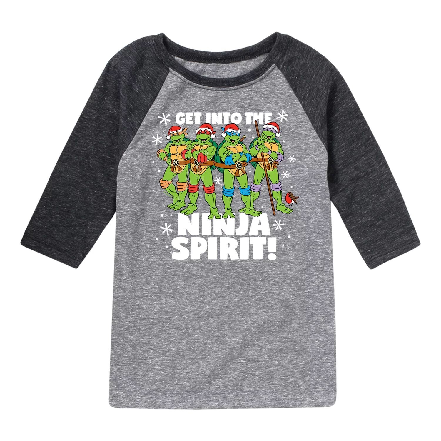 

Футболка с рисунком реглан «Черепашки-ниндзя» для мальчиков 8–20 лет Licensed Character, серый