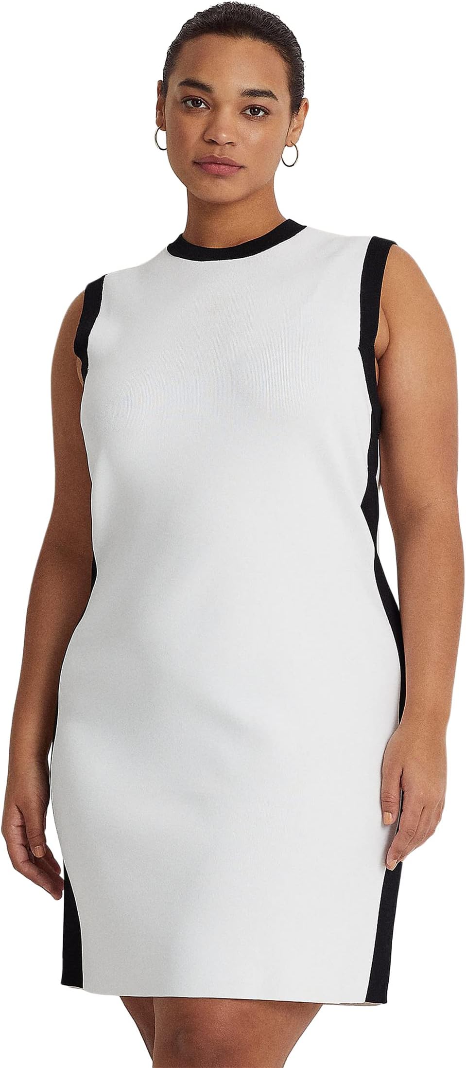 Двухцветное платье-свитер без рукавов больших размеров LAUREN Ralph Lauren, цвет White/Black кроссовки lauren ralph lauren kacie slip black white