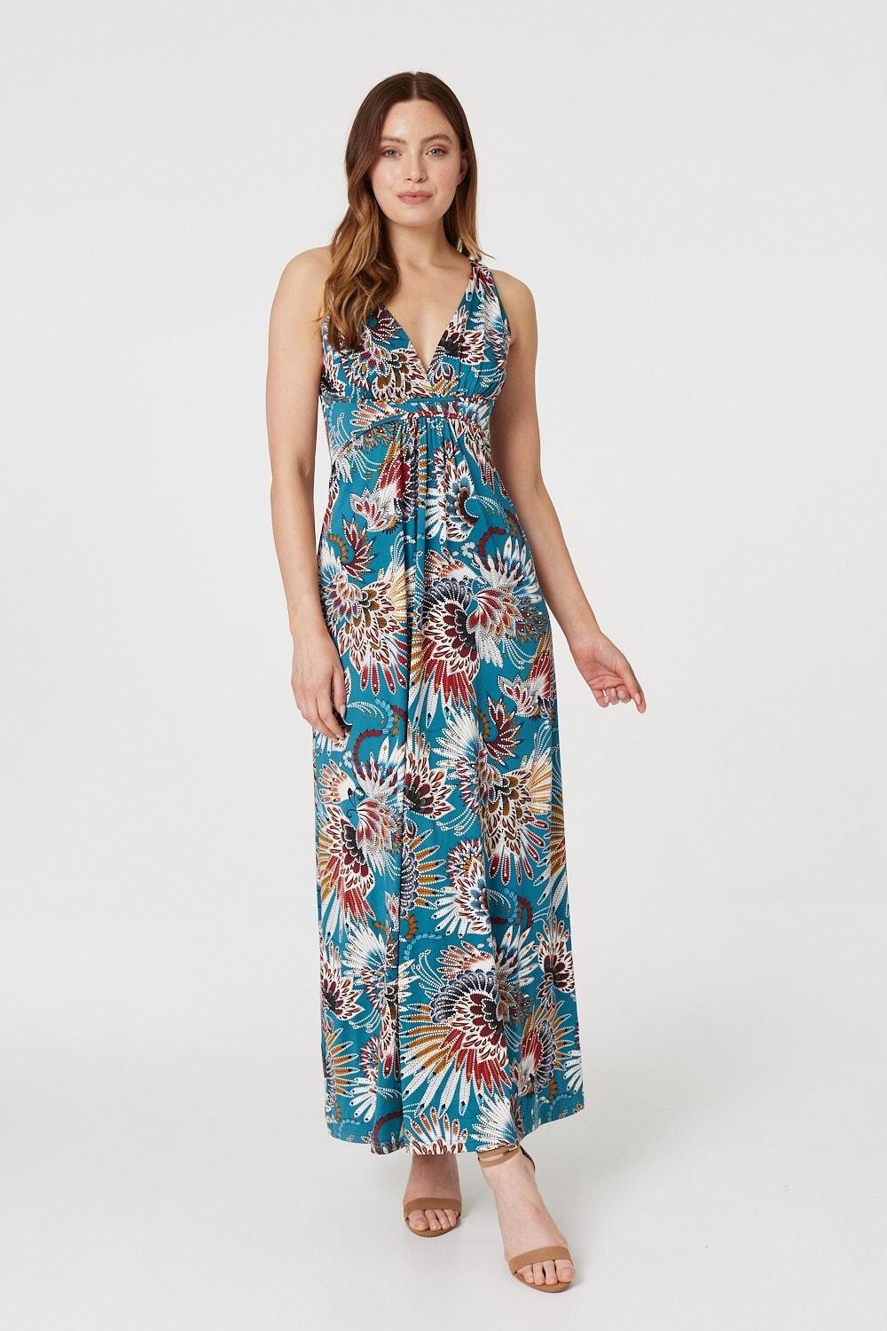 

Платье макси с перьями в стиле ампир Izabel London, зеленый