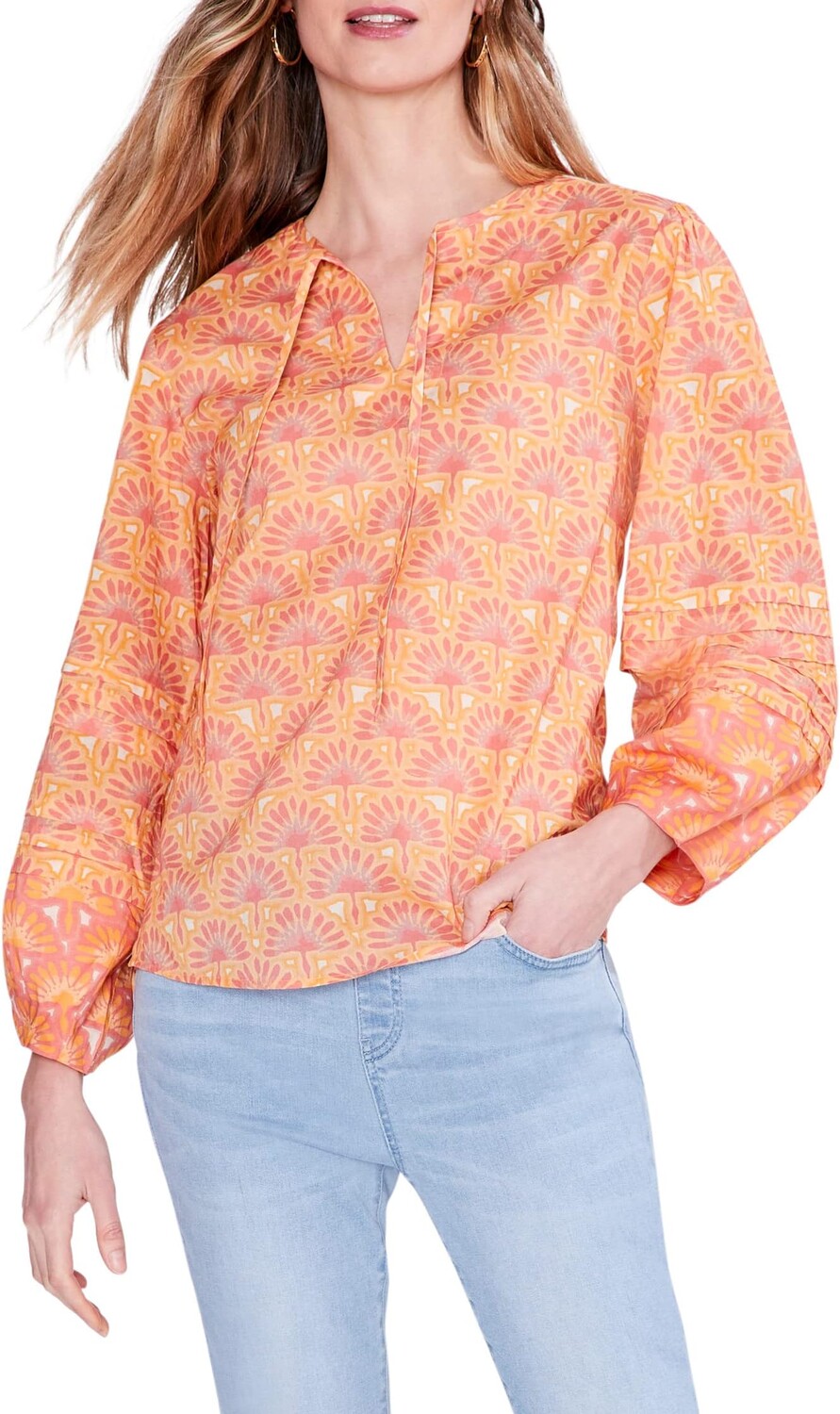 

Топ с лебедиными лучами NIC+ZOE, цвет Orange Multi
