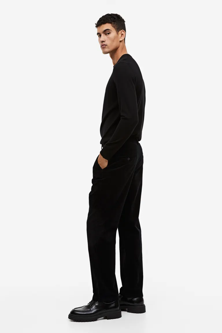 

Вельветовые брюки regular fit H&M, черный