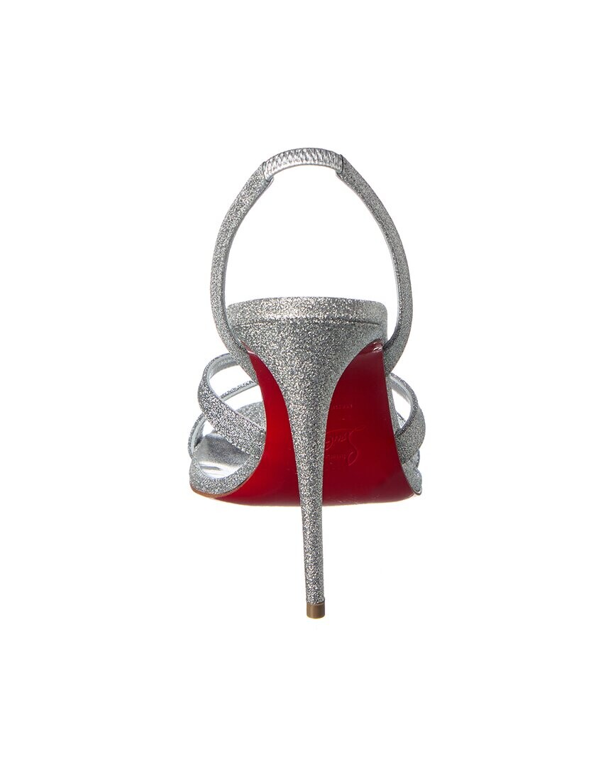 

Christian Louboutin Emilie 100 Кожаные сандалии с ремешком на пятке, серебро