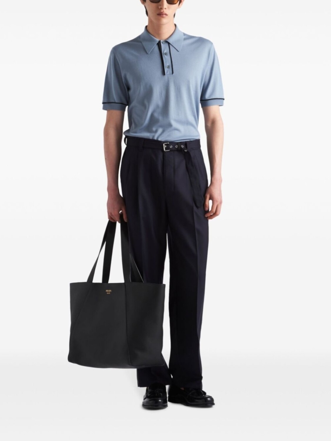 

Брюки Prada с поясом на талии, синий