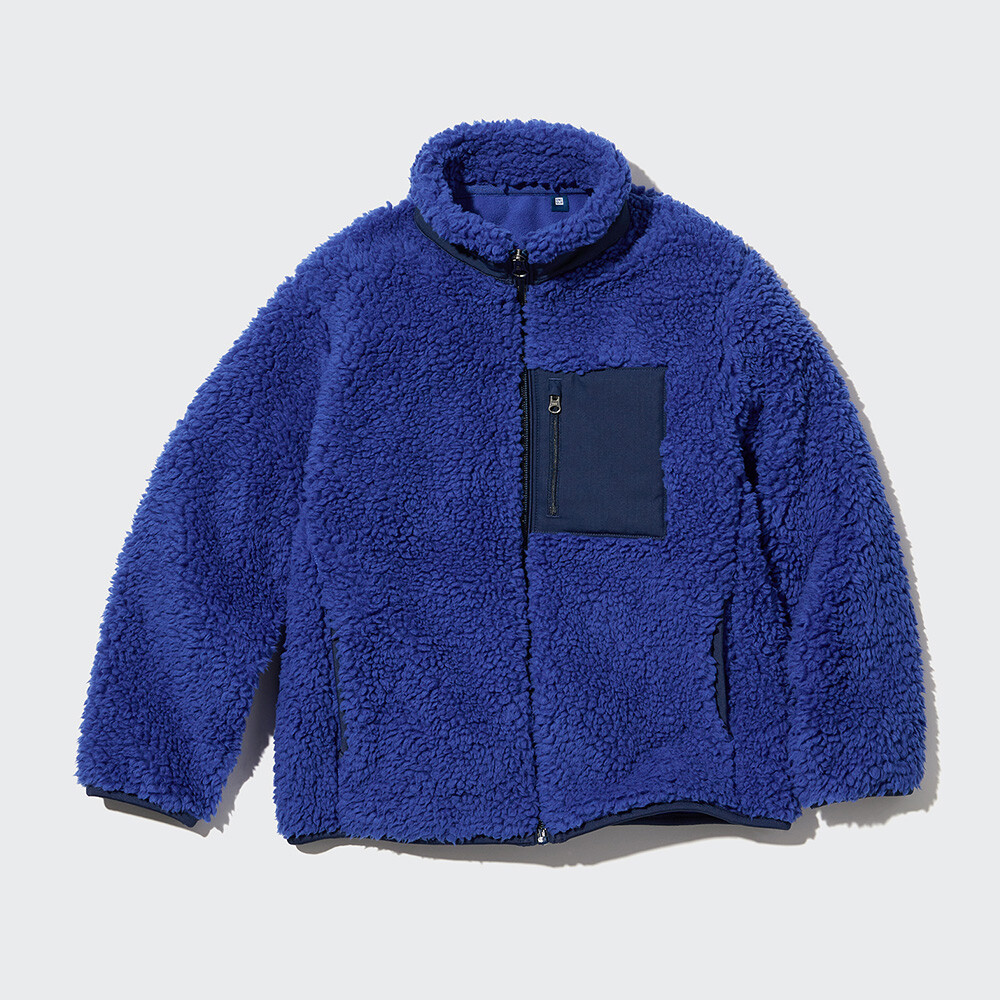

Куртка Uniqlo ветрозащитная флисовая на молнии, темно-синий