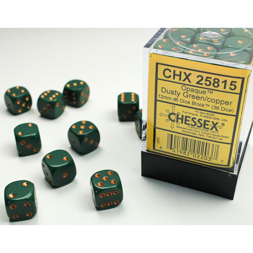 

Аксессуары Chessex Chessex 12mm d6 Set: Opaque - Dusty Green w/Copper (36)