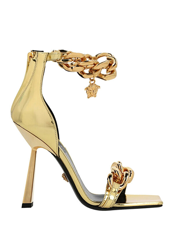 

Женские кожаные сандалии с золотой цепочкой Versace