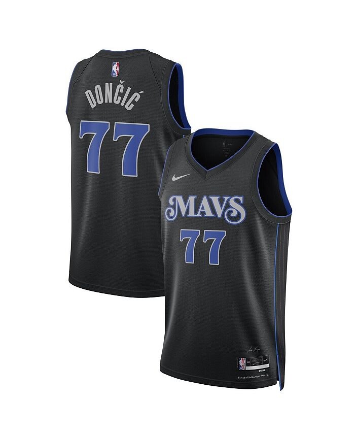 

Мужская и женская черная футболка Luka Doncic Dallas Mavericks 2023/24 Swingman — City Edition Nike, черный