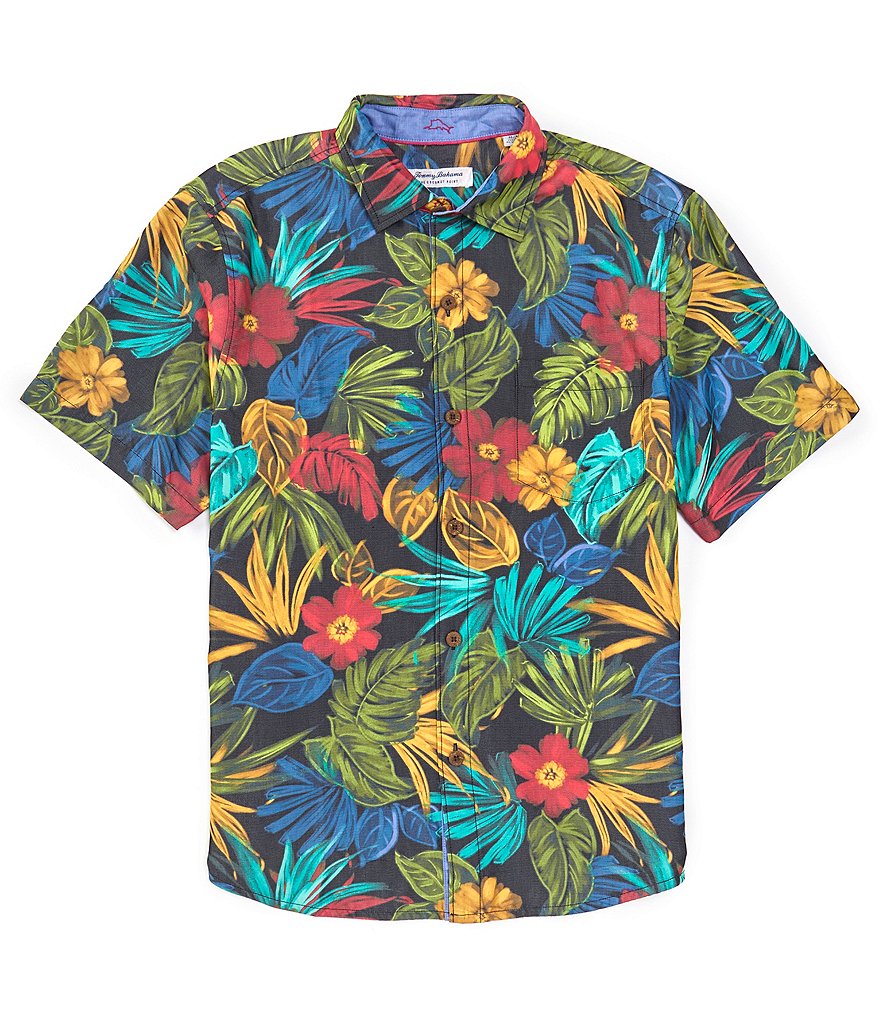 Tommy Bahama IslandZone Coconut Point Яркие тропики Тканая рубашка с короткими рукавами, цветочный