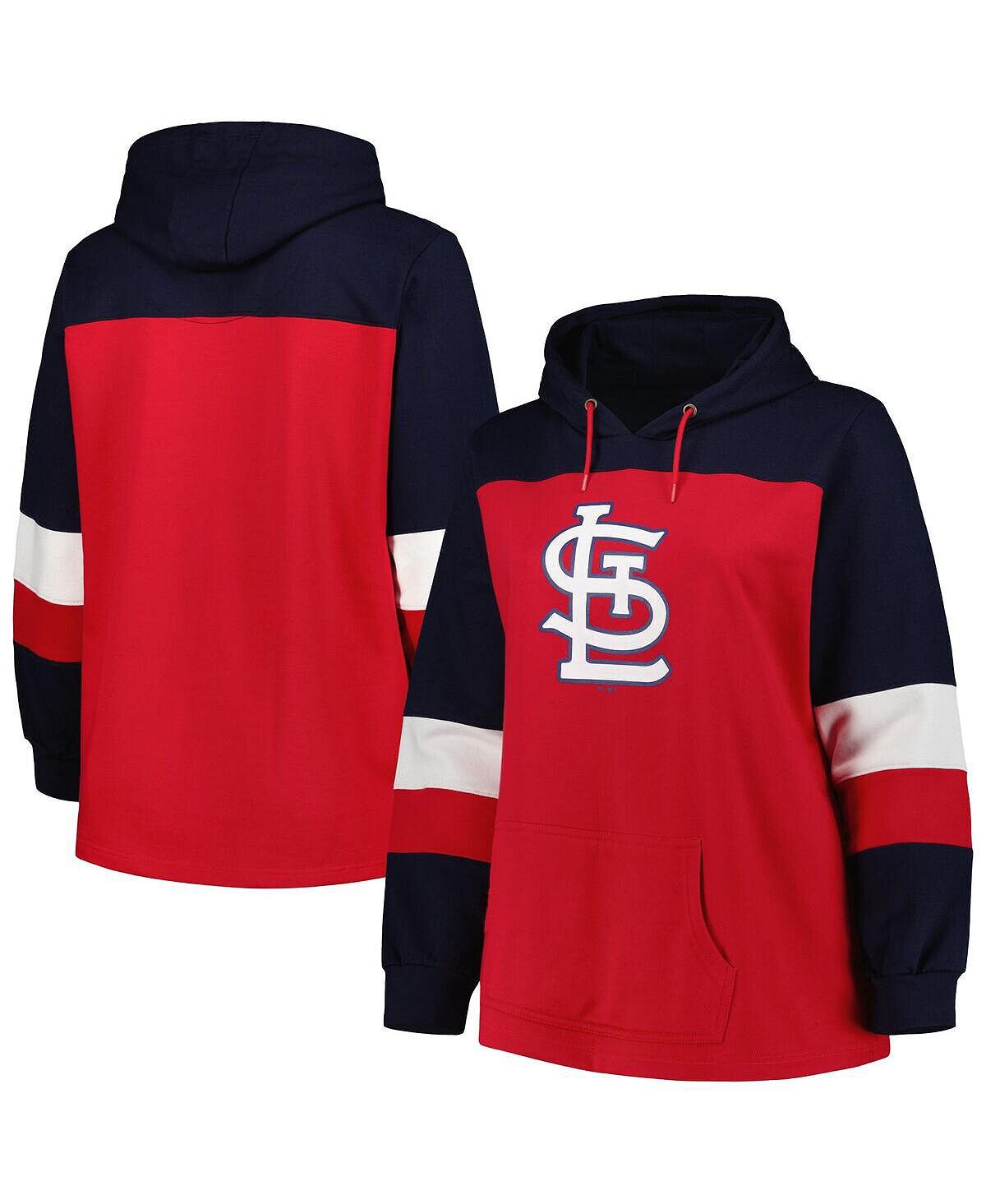 

Женский красный пуловер с капюшоном St. Louis Cardinals больших размеров с цветными блоками Profile, красный