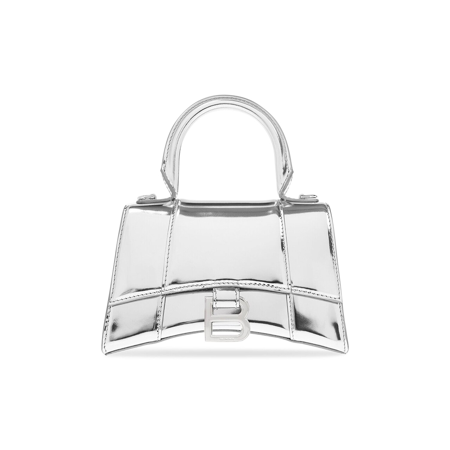 

Сумка Balenciaga Hourglass с ручкой сверху, серебристая