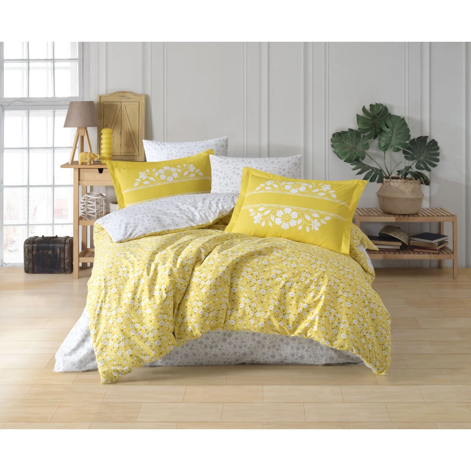 К.к. Hobyy Sofia Комплект постельного белья из желтого поплина иглыбулавки hobby