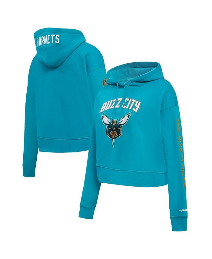 

Женский темно-бирюзовый укороченный пуловер с капюшоном Charlotte Hornets 2023/24 City Edition Pro Standard, синий