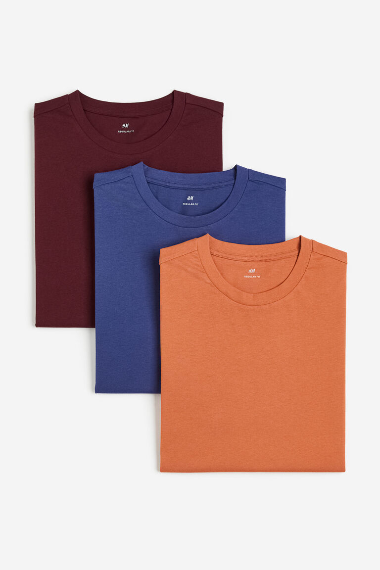 Комплект из трех футболок стандартного кроя H&M, бордовый