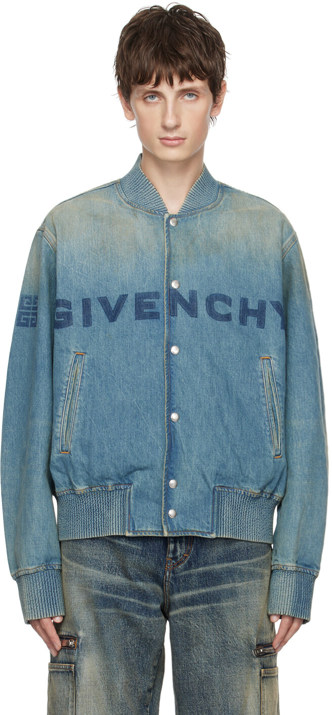 

Синяя джинсовая куртка с эффектом разрушения, средний размер Givenchy, Синий