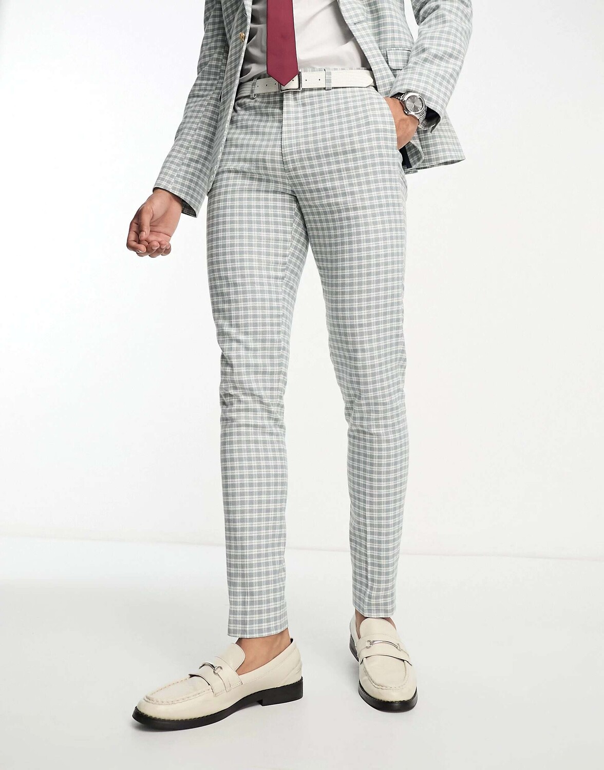 

Синие льняные брюки-скинни ASOS, Синий