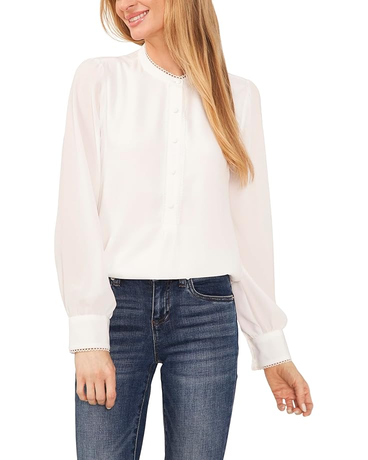 

Топ CeCe Long Sleeve Button-Down, цвет New Ivory