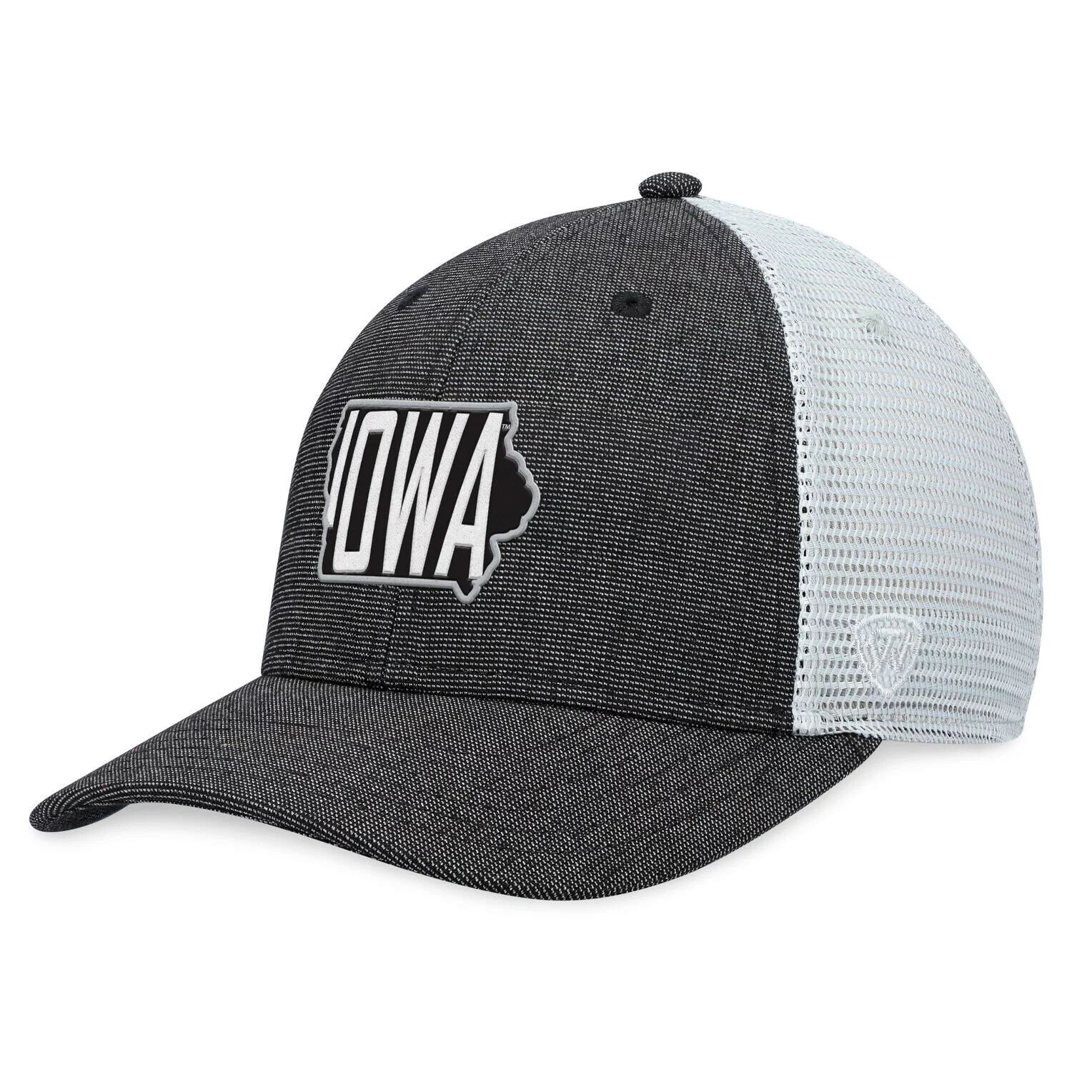 

Мужская кепка Top of the World темно-серого/белого цвета Iowa Hawkeyes Townhall Trucker Snapback