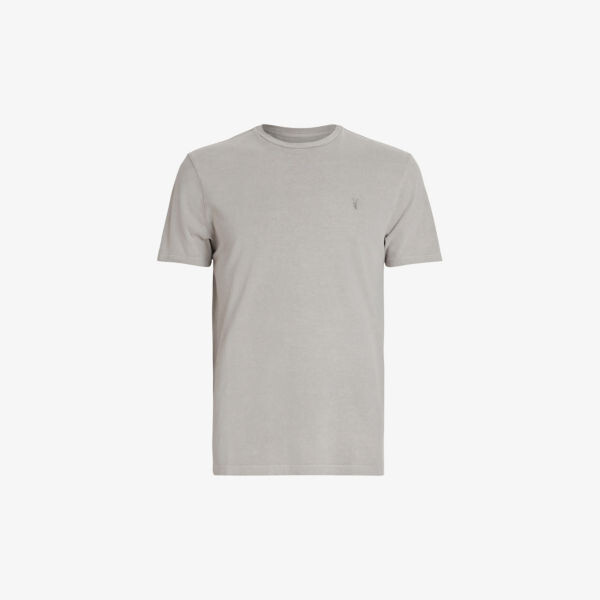 

Хлопковая футболка Ossage Ramskull с вышивкой Allsaints, коричневый