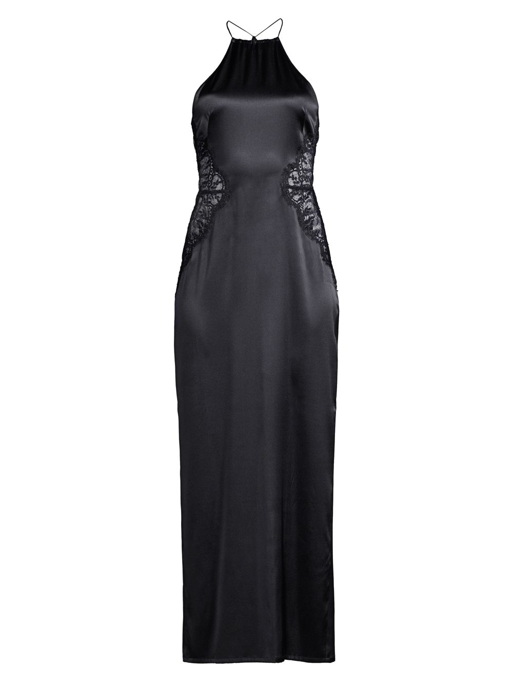 Ночное платье Exotique Silk Halter с кружевной отделкой La Perla, черный