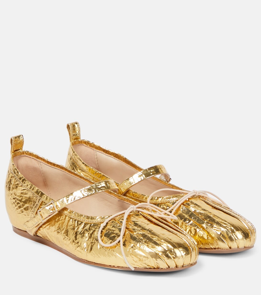 

Балетки из ламинированной кожи Simone Rocha, золото