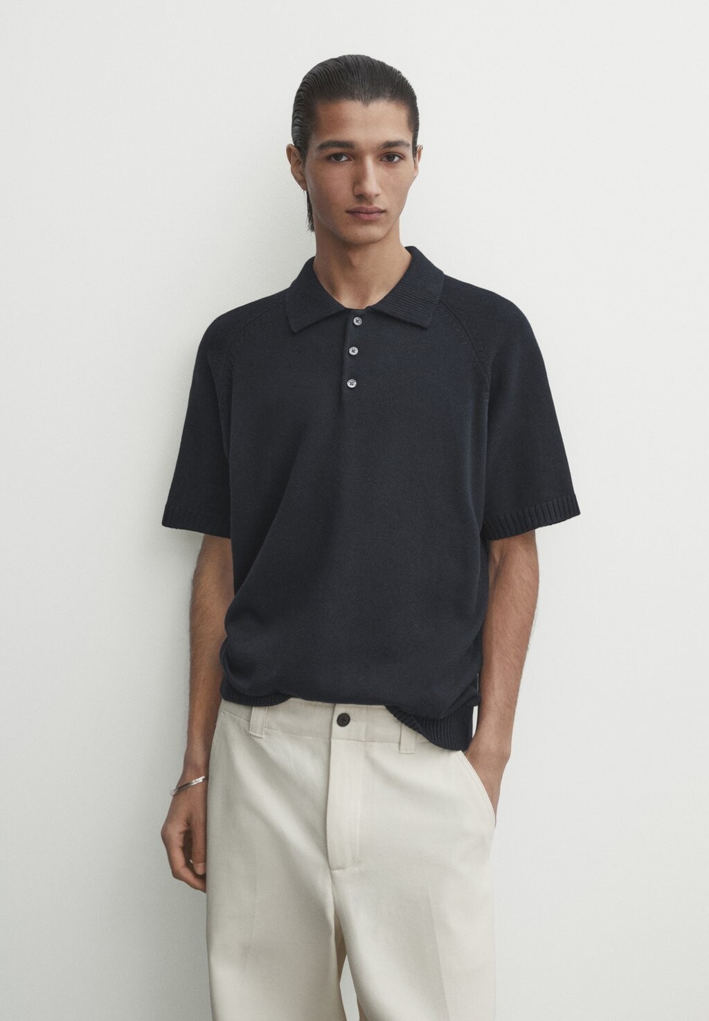 

Рубашка-поло SHORT SLEEVES Massimo Dutti, цвет mottled dark blue