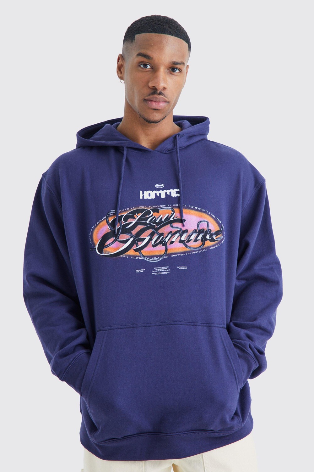 

Худи оверсайз chome pour homme Boohoo, нави