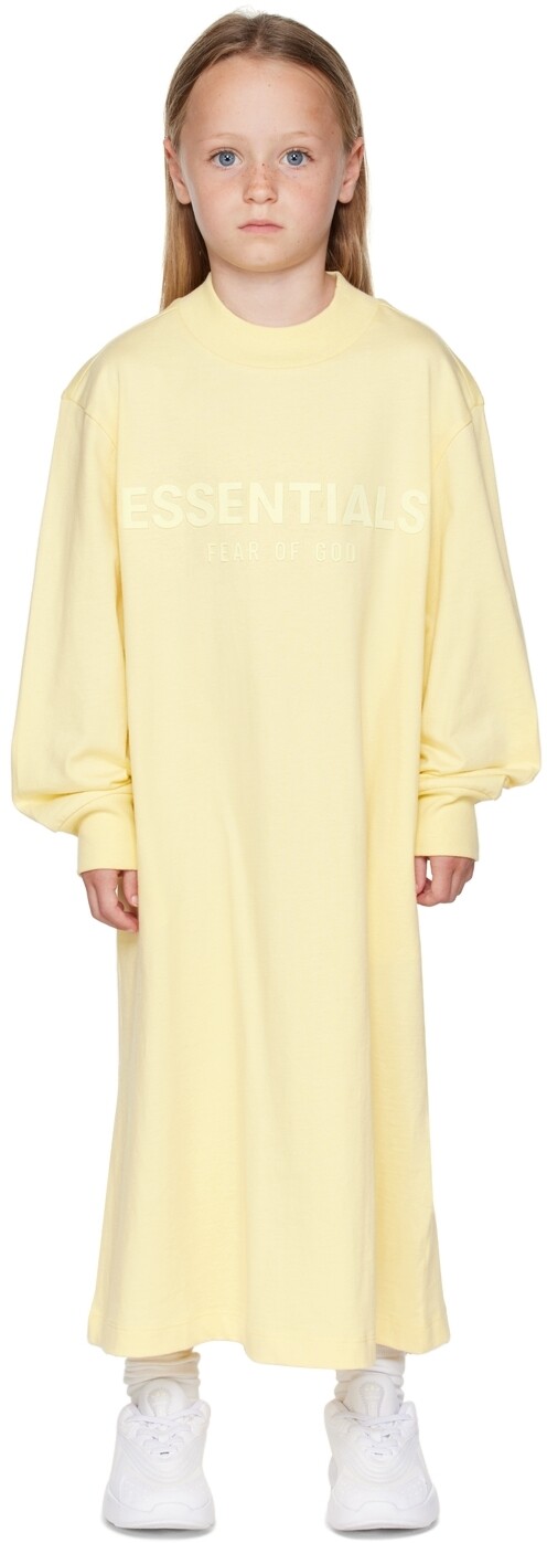 

Детское желтое платье-футболка с логотипом Fear of God ESSENTIALS
