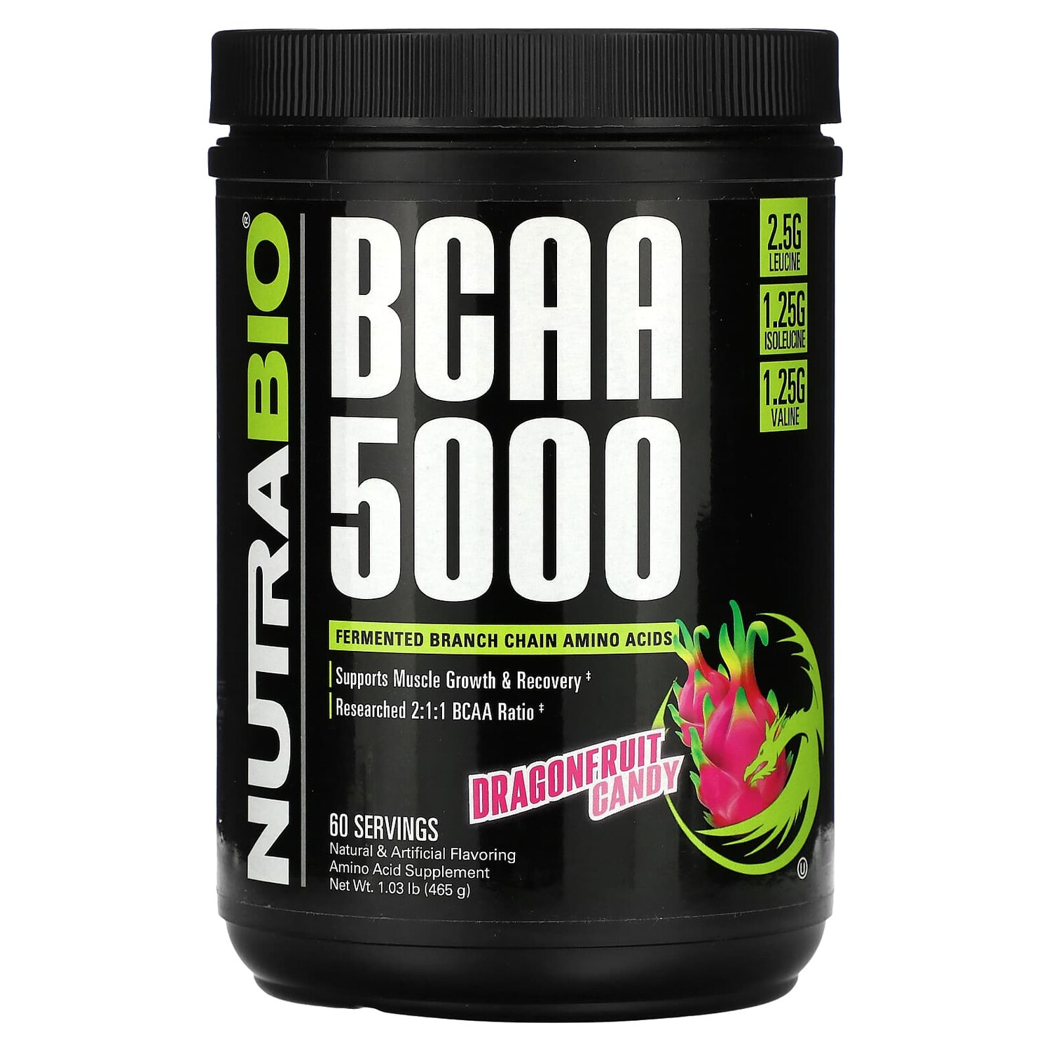 

BCAA 5000, конфеты из драконьего фрукта, 465 г (1,03 фунта), NutraBio