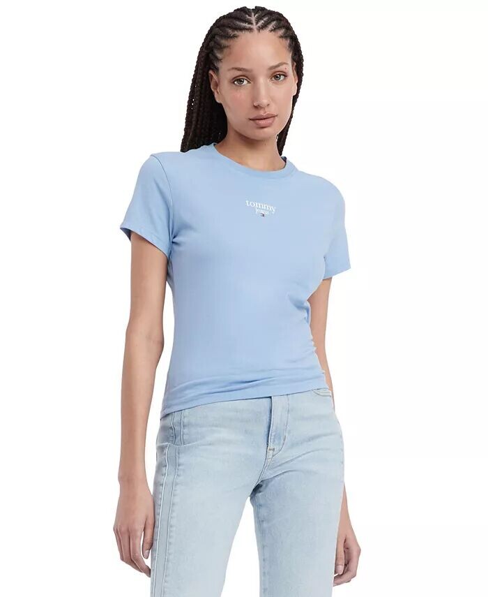 

Женская футболка узкого кроя с логотипом Essential Tommy Jeans, синий