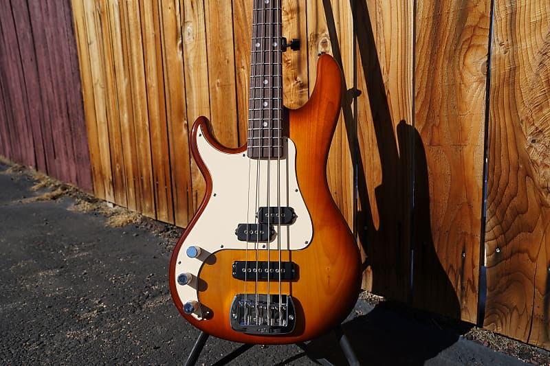 Басс гитара G&L USA SB-2T - Old School Tobacco Sunburst Left Handed 4-String Electric Bass Guitar w/ Case