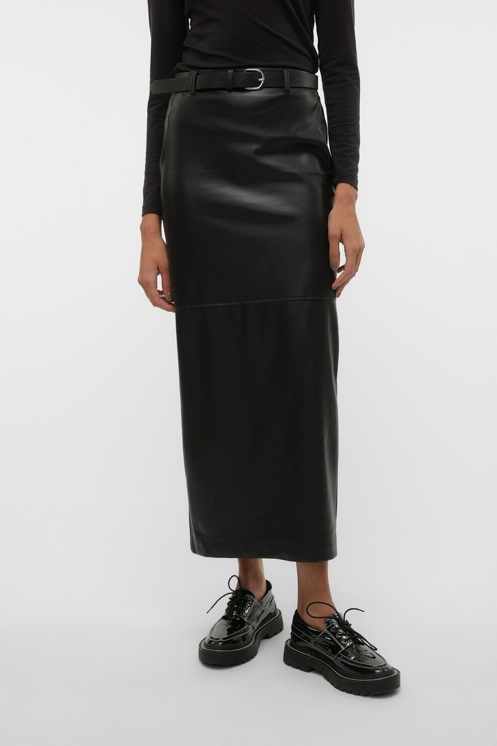 

Юбка макси из искусственной кожи с поясом Vero Moda, черный