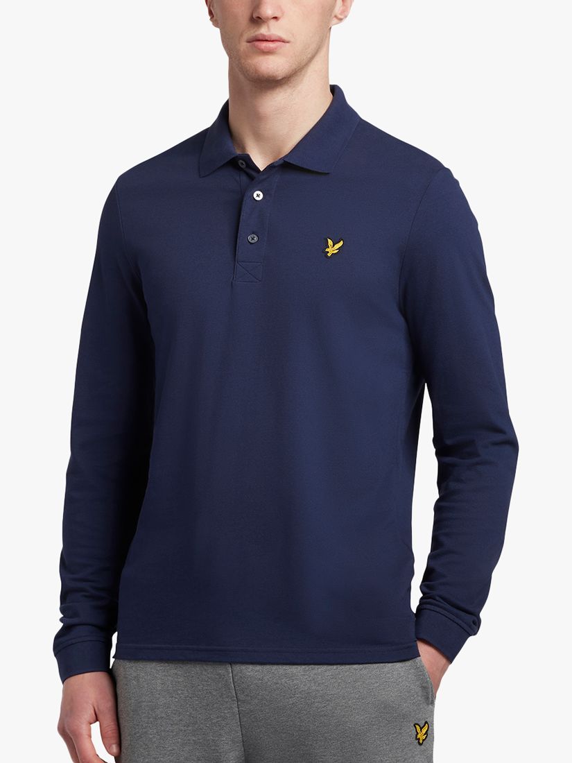 Рубашка-поло с длинными рукавами Lyle & Scott, темно-синяя рубашка поло с длинными рукавами lyle
