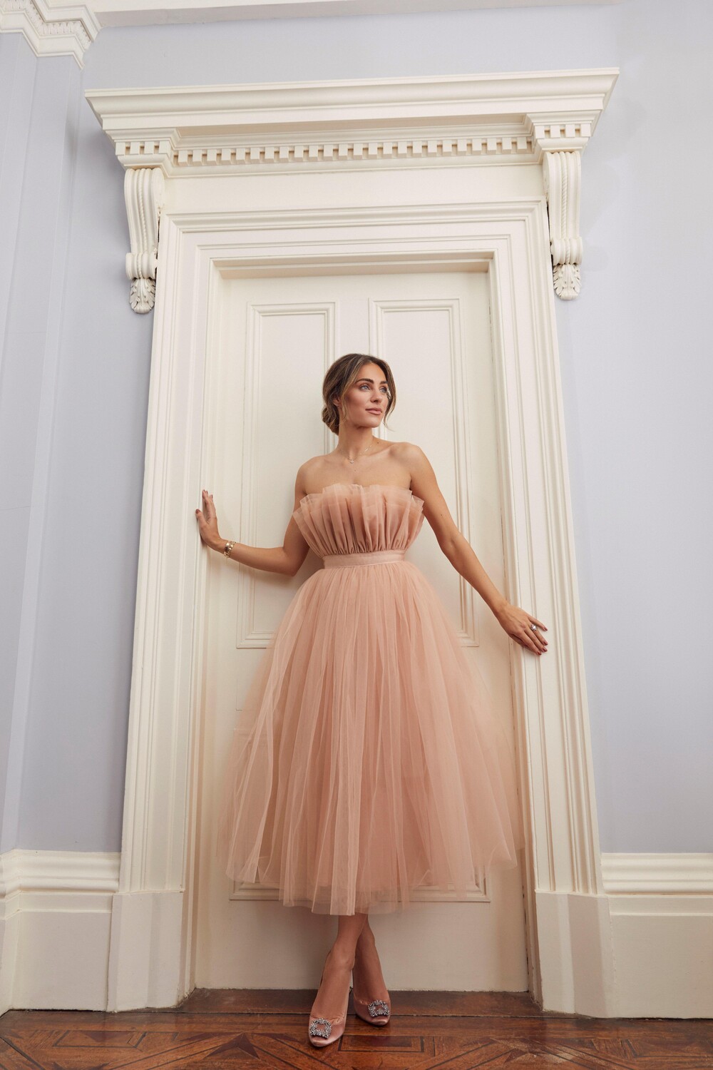 

Платье миди из тюля с корсетом Lydia Millen Karen Millen, розовый