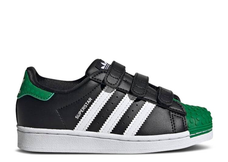 

Кроссовки Adidas LEGO X SUPERSTAR LITTLE KID 'CORE BLACK GREEN', черный