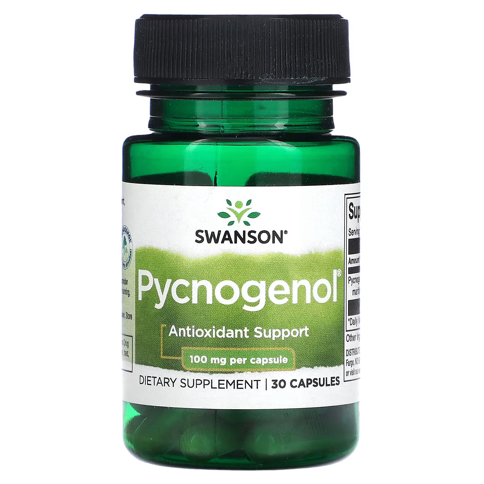 Пикногенол Swanson 100 мг, 30 капсул swanson пикногенол суперсила 150 мг 30 растительных капсул
