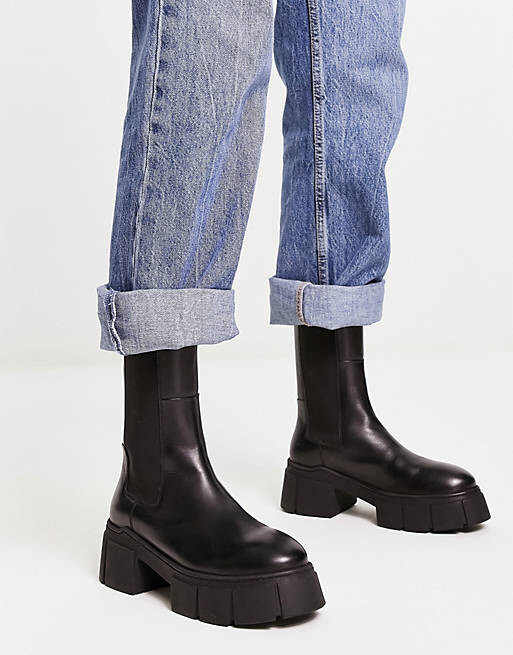 

Черные кожаные ботинки челси премиум-класса ASOS DESIGN Adelphi, Черный