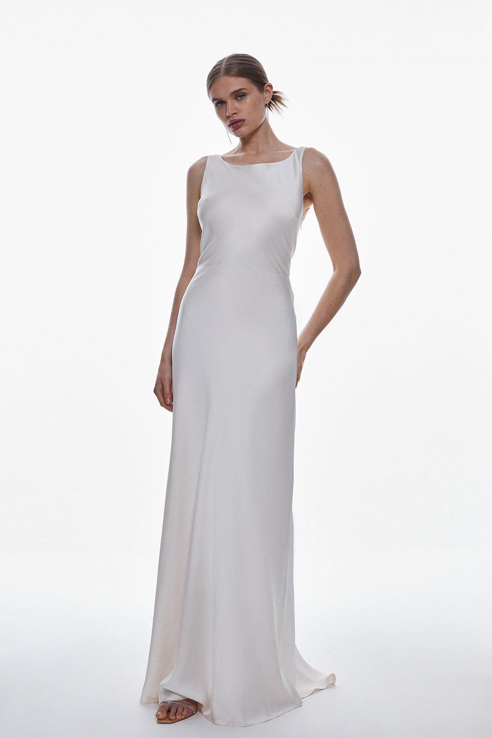 

Атласная спинка Креп Клобук сзади Макси Karen Millen, белый