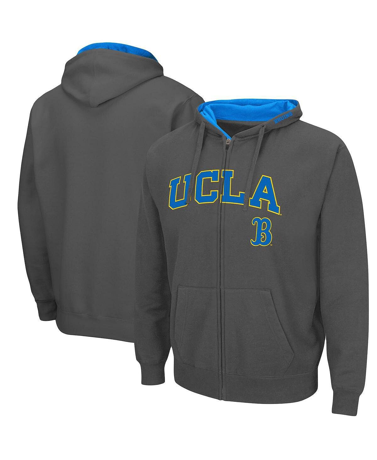 

Мужская темно-серая толстовка с молнией во всю длину UCLA Bruins Arch & Logo 3.0 Colosseum, Серый